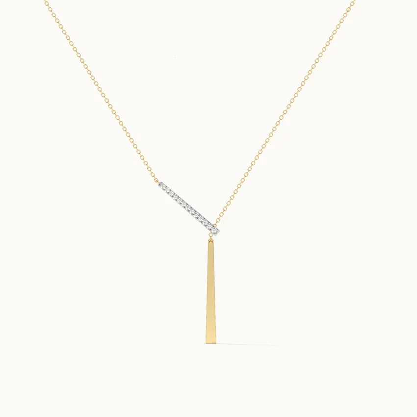 Adjustable Bar Diamond Lariat Necklace - Image 6