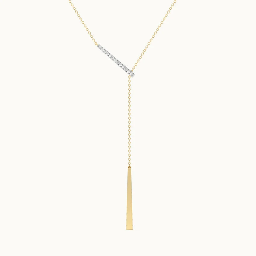 Adjustable Bar Diamond Lariat Necklace - Image 3