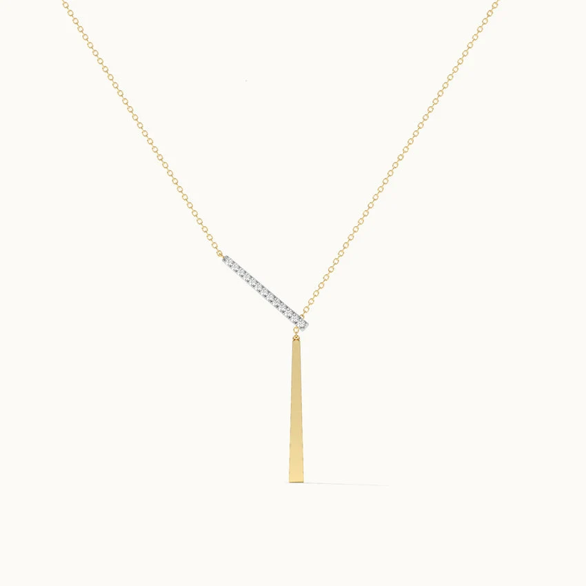Adjustable Bar Diamond Lariat Necklace - Image 6