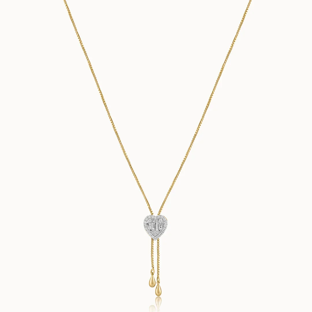 Adjustable Heart Diamond Lariat Necklace - Image 3