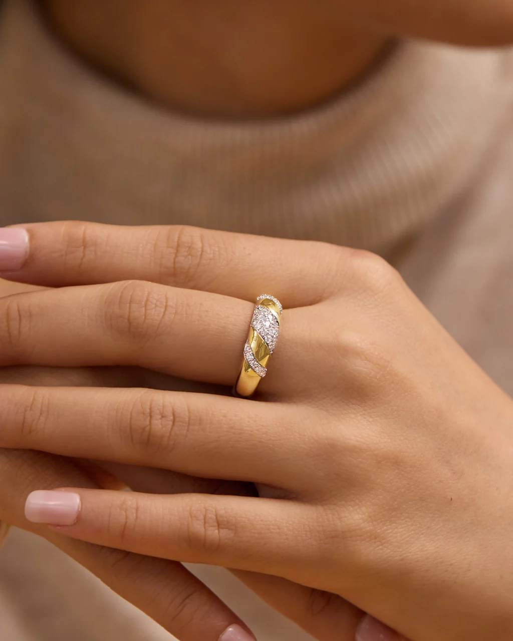 Angled Pave Diamond Ring - Image 2