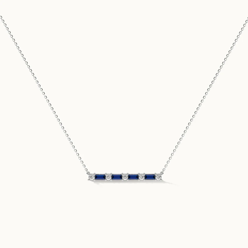 Baguette Diamond Bar Necklace - Image 3