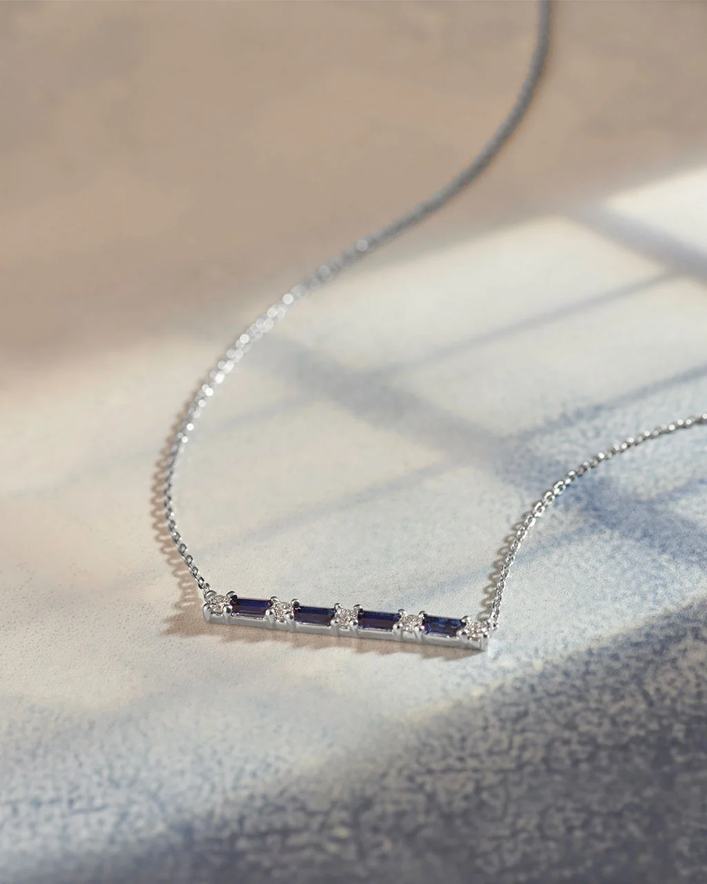 Baguette Diamond Bar Necklace - Image 5