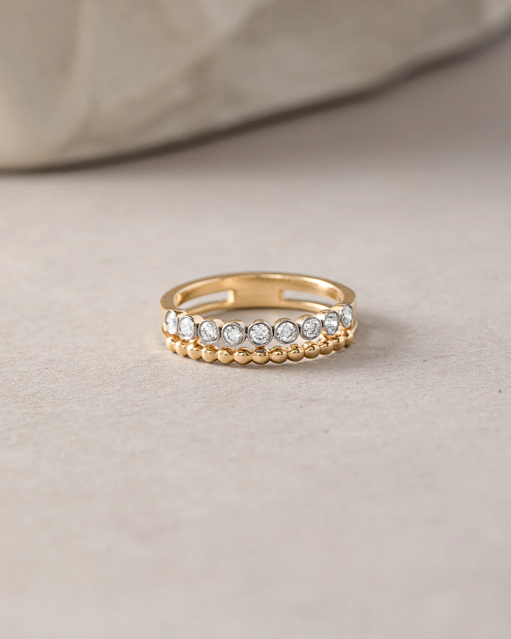 Bezel Set Beaded Diamond Band - Image 5