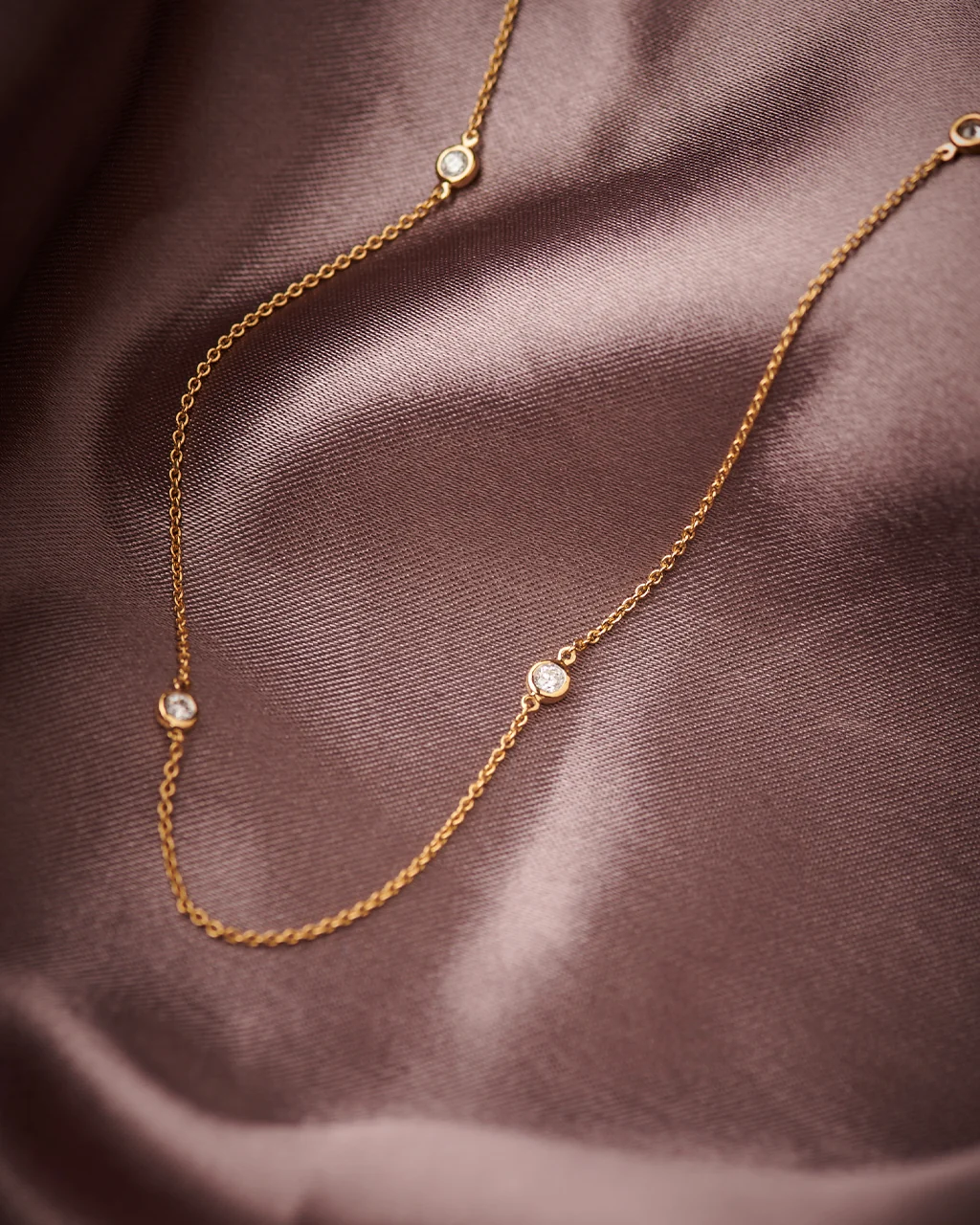 Bezel-Set Diamond Station Necklace - Image 3