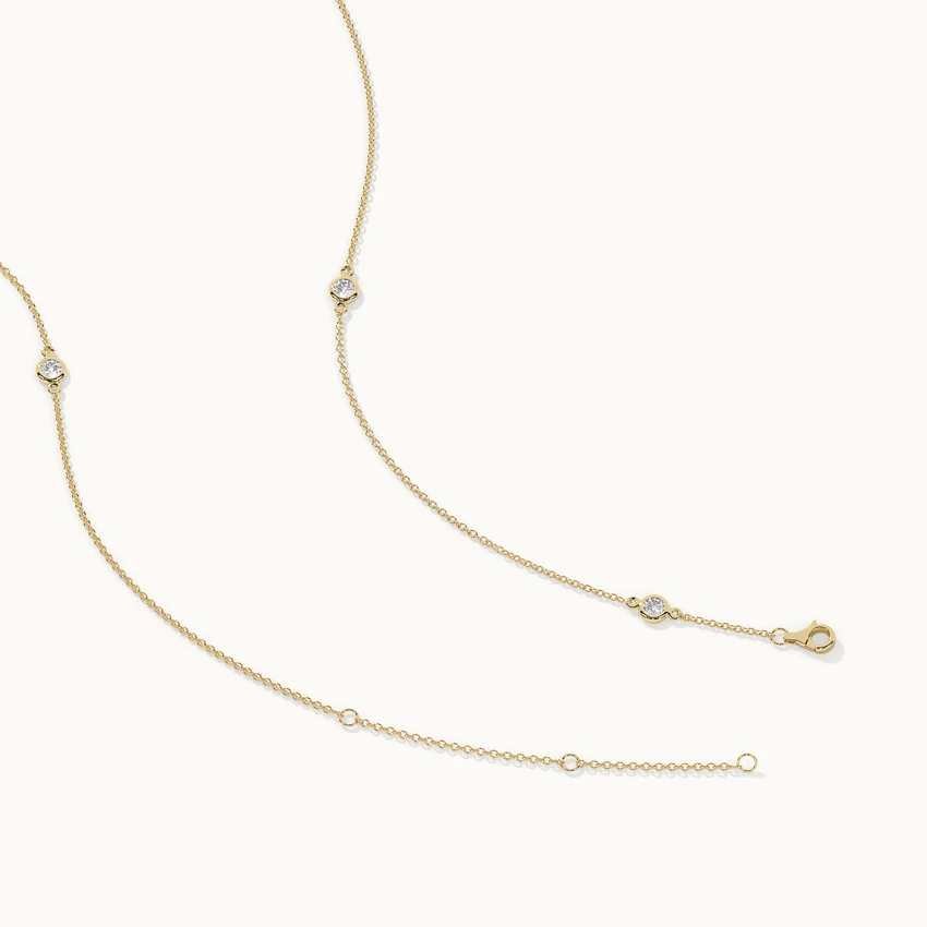 Bezel-Set Diamond Station Necklace - Image 6