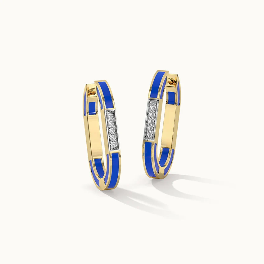 Blue Cera Ovate Diamond Hoops - Image 4