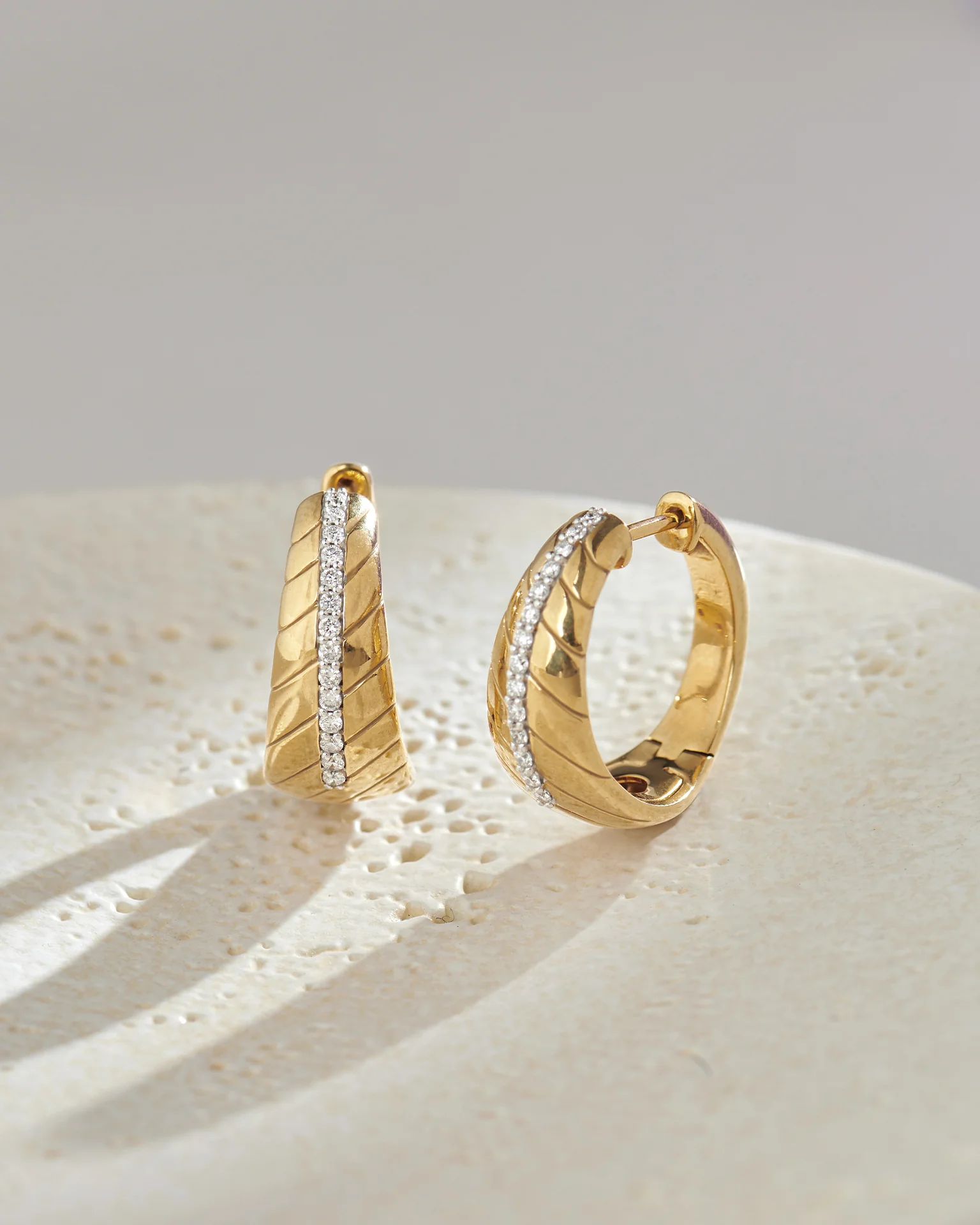 Bold Texture Diamond Hoops - Image 6