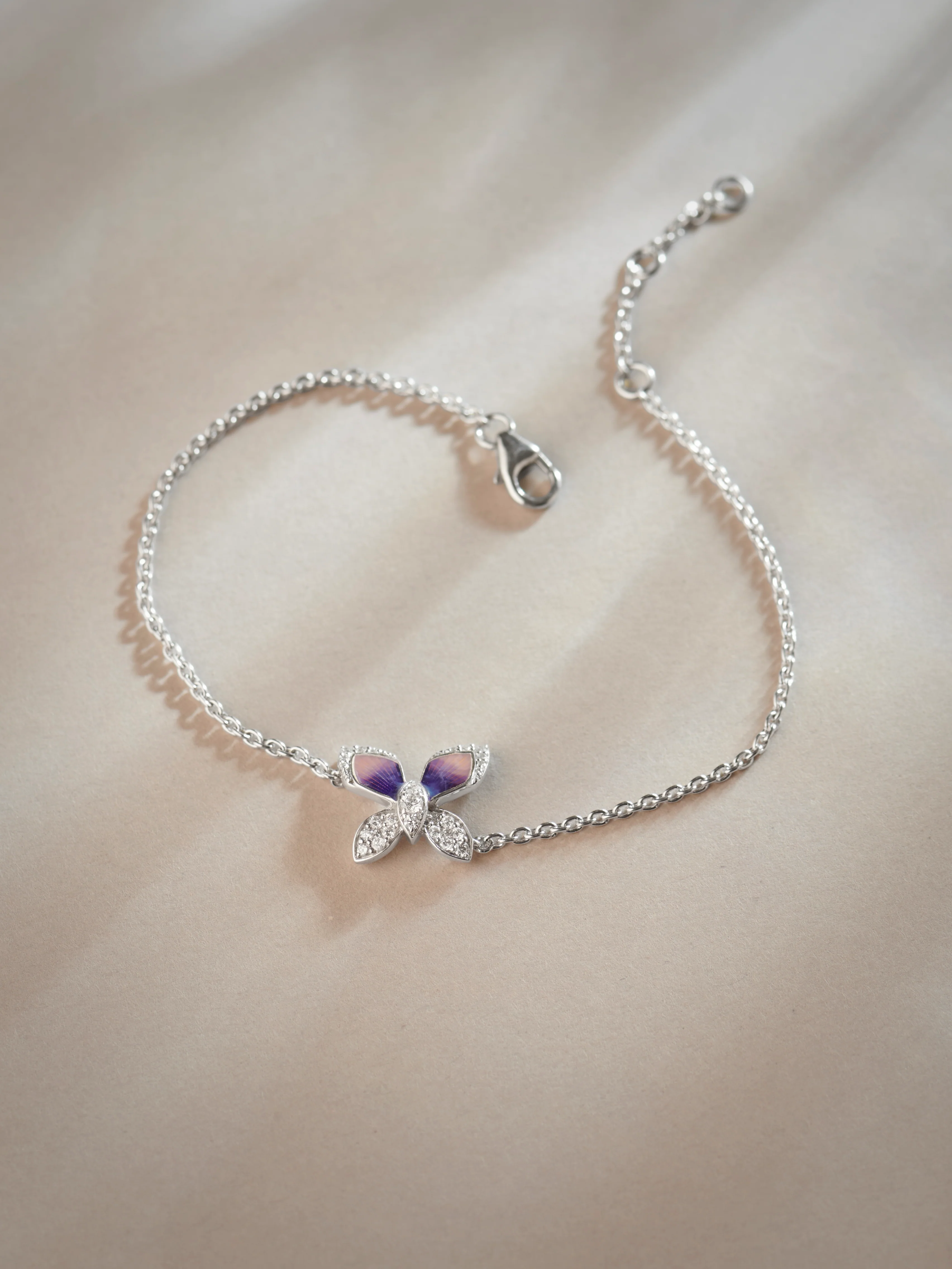 Butterfly Enamel Diamond Chain Bracelet - Image 3