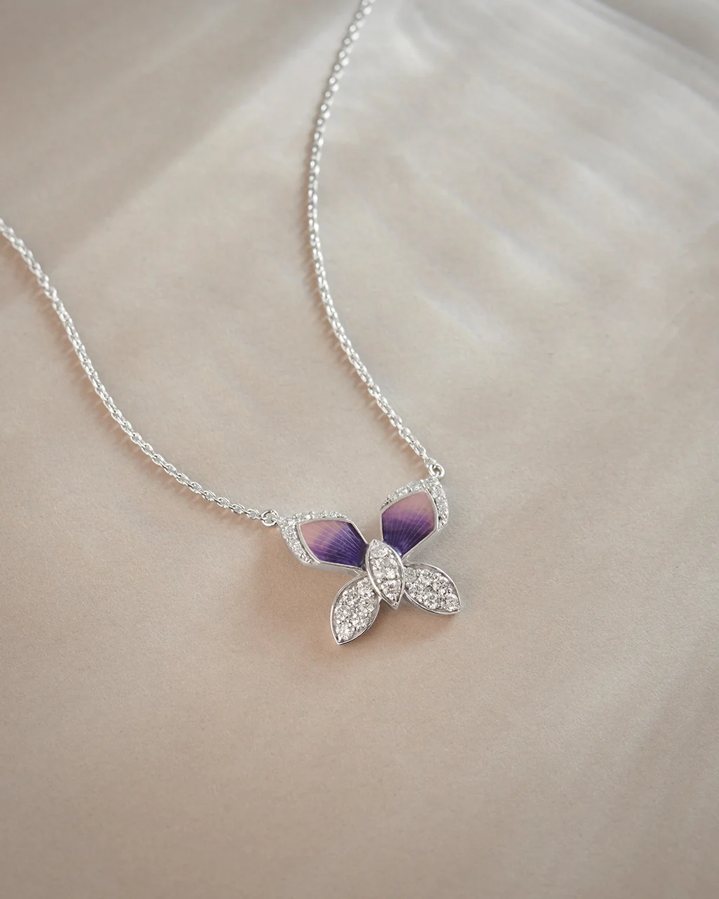 Butterfly Enamel Diamond Necklace - Image 4
