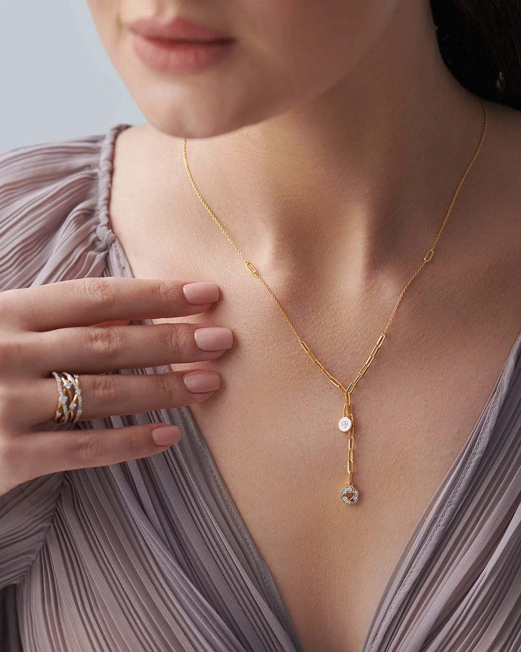 Cera Heart Lariat Necklace - Image 4
