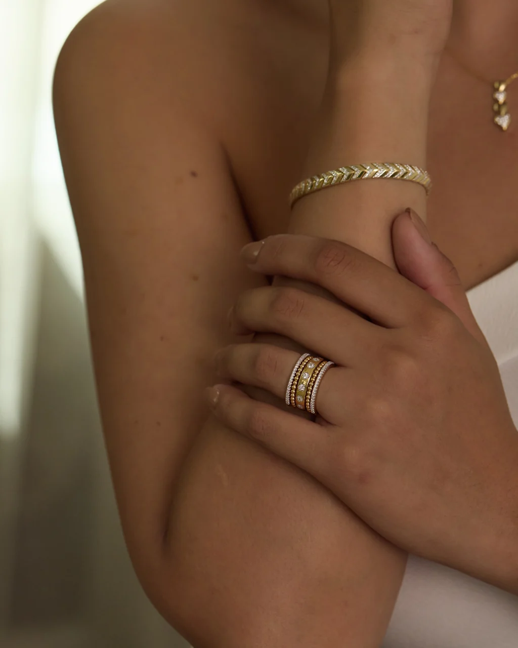 Chunky Stacked Diamond Band - Image 4