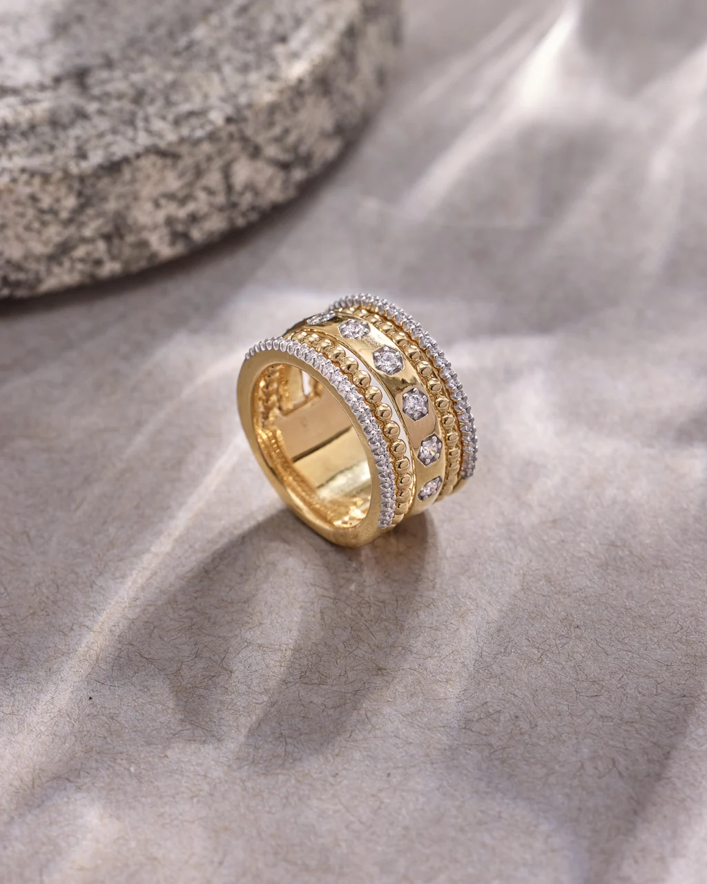 Chunky Stacked Diamond Band - Image 6