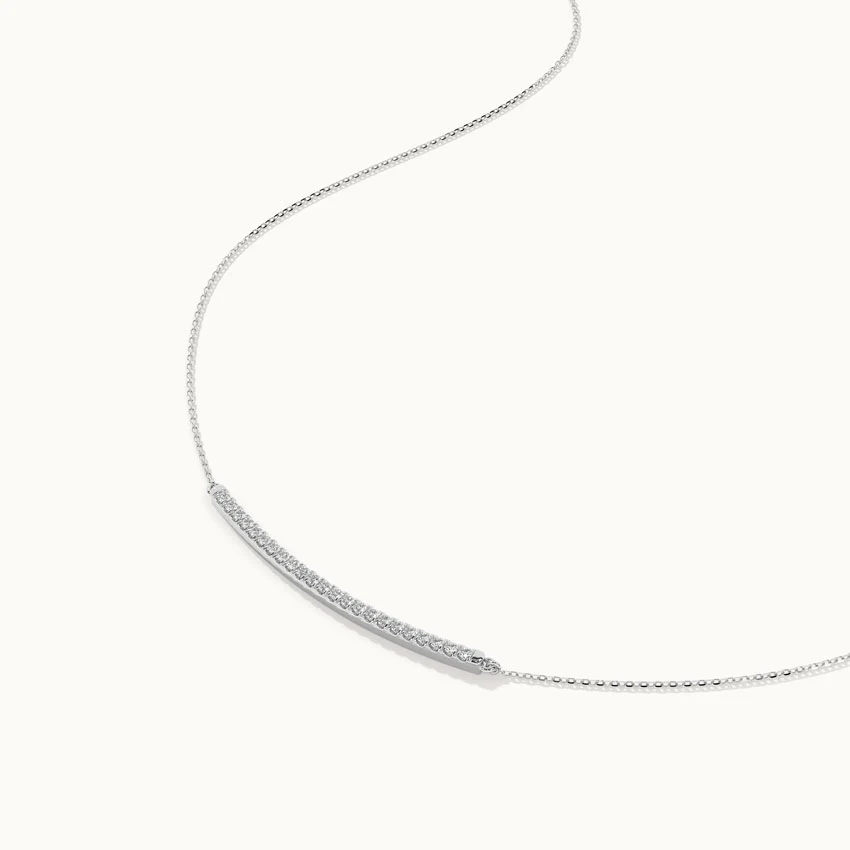 Classic Curved Diamond Bar Necklace - Image 6