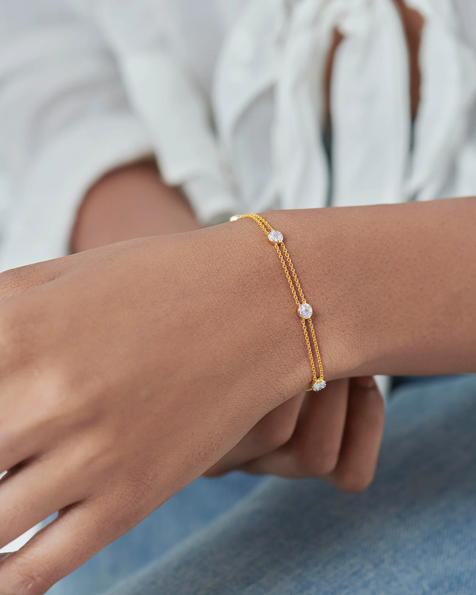 Classic Diamond Station Bracelet - Image 3