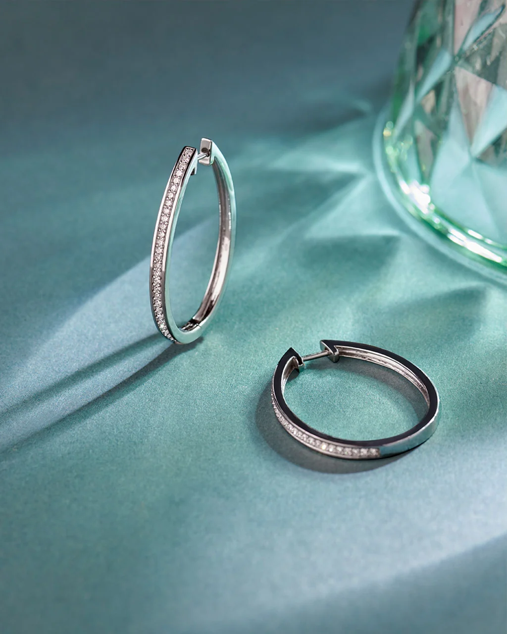 Classic Oval Large Diamond Hoops - Image 5