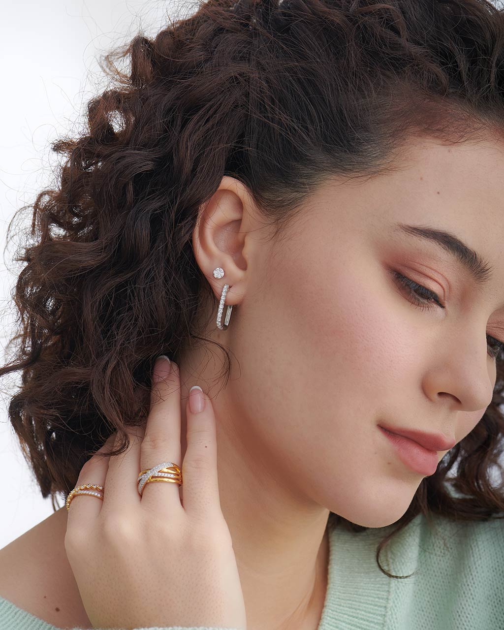 Classic Paperclip Diamond Hoops - Image 4