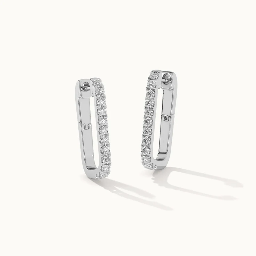 Classic Paperclip Diamond Hoops - Image 5