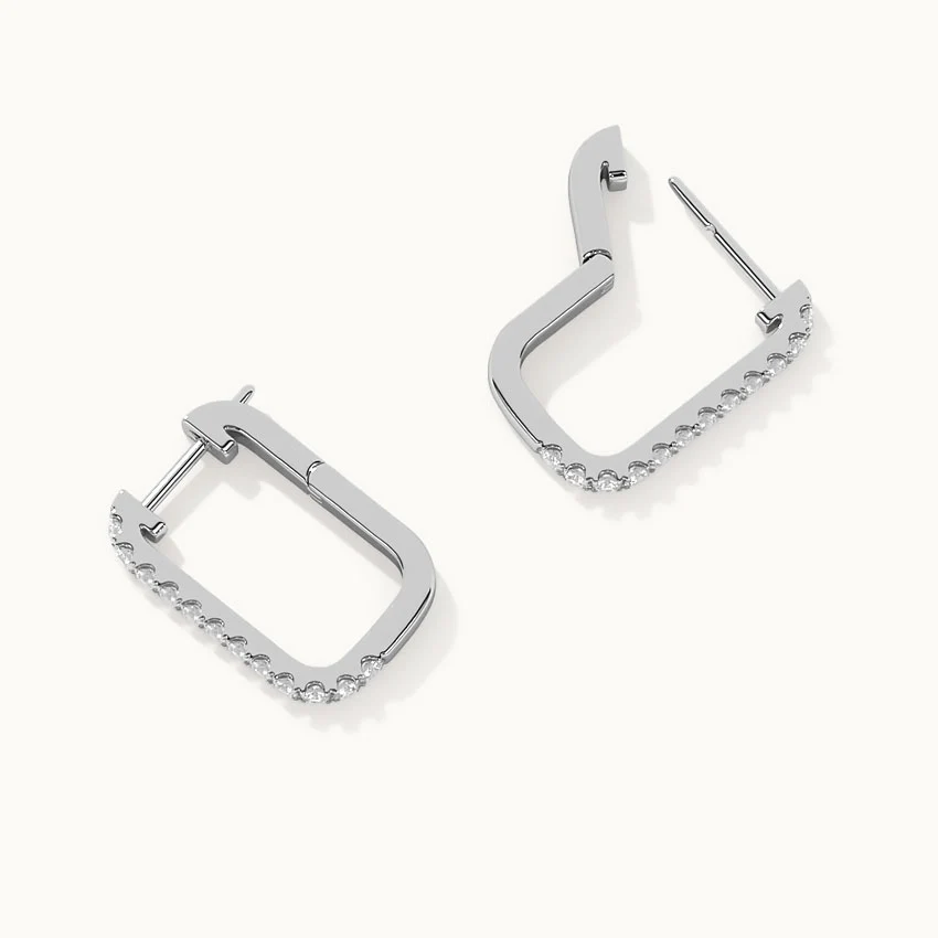 Classic Paperclip Diamond Hoops - Image 7