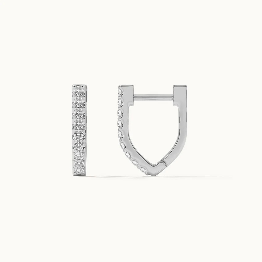 Classic V Two Row Diamond Hoops - Image 6