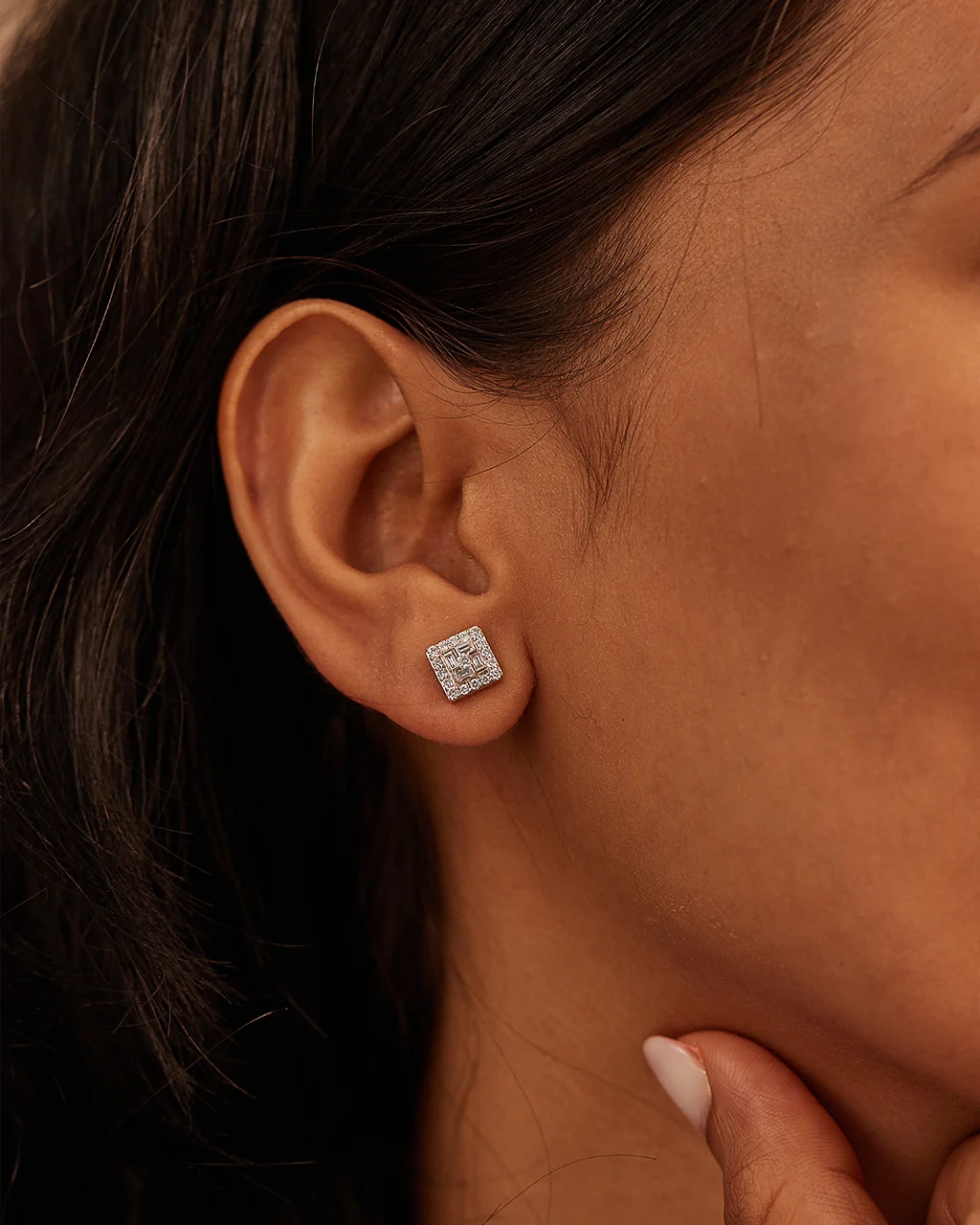 Cluster Square Diamond Studs - Image 4