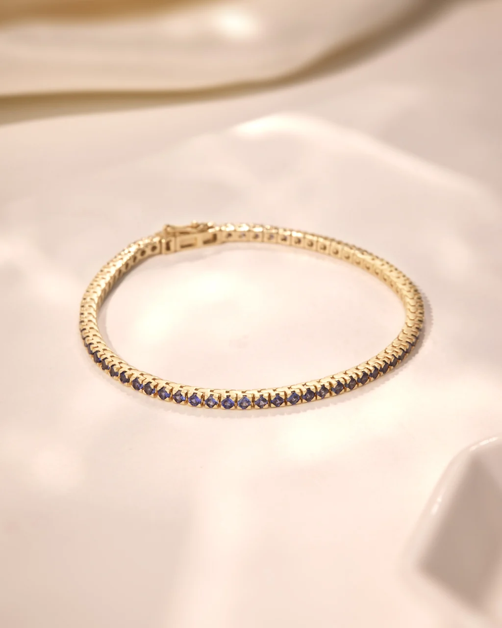 Created Blue Sapphire Tennis Bracelet - Image 4