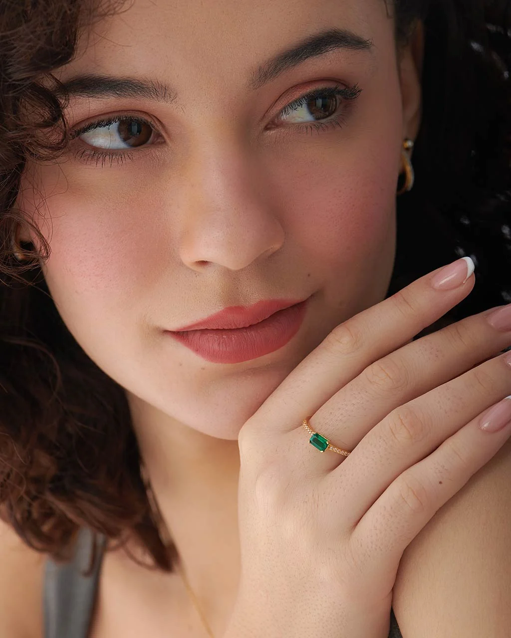 Created Emerald Diamond Ring - Image 4