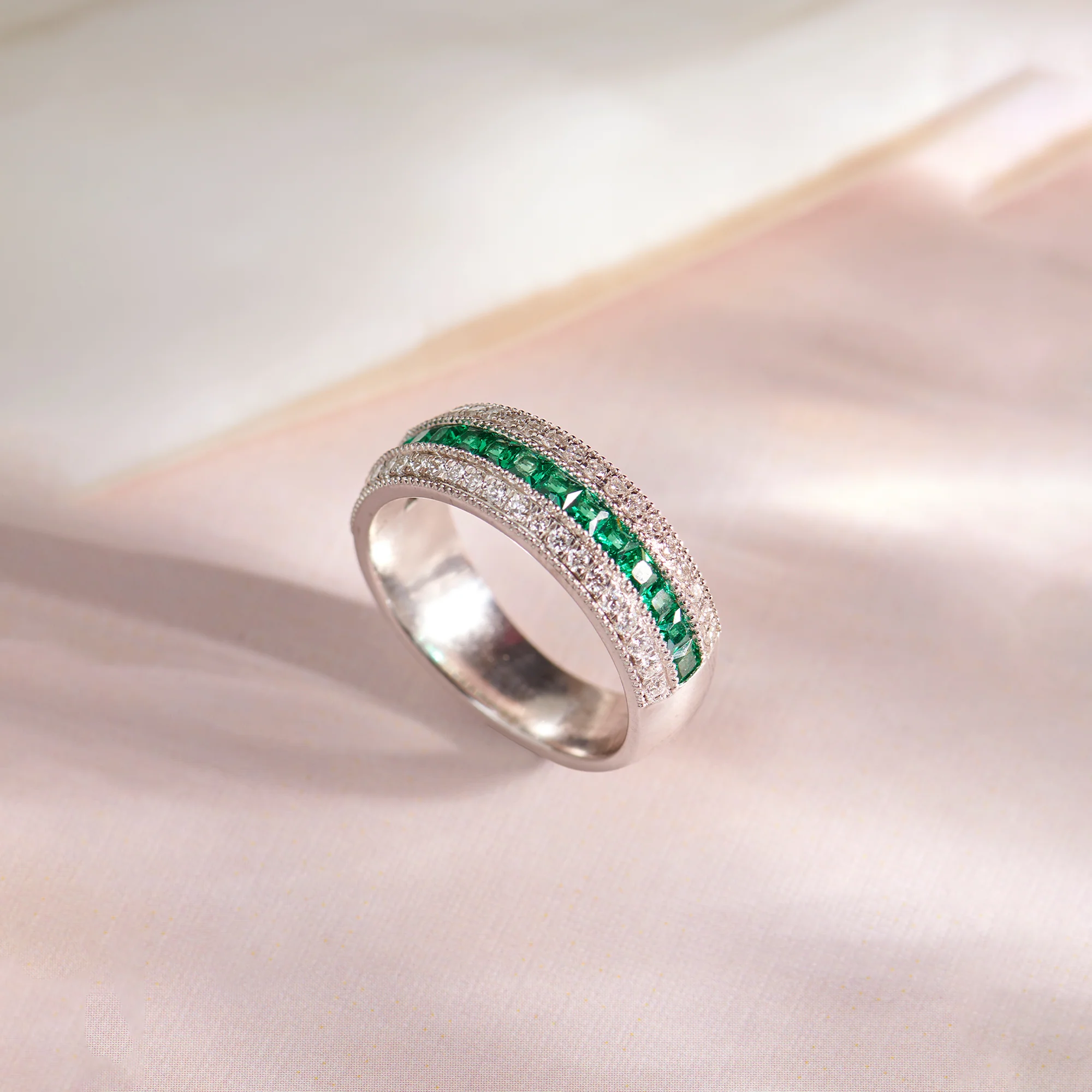 Created Emerald Eternity Band