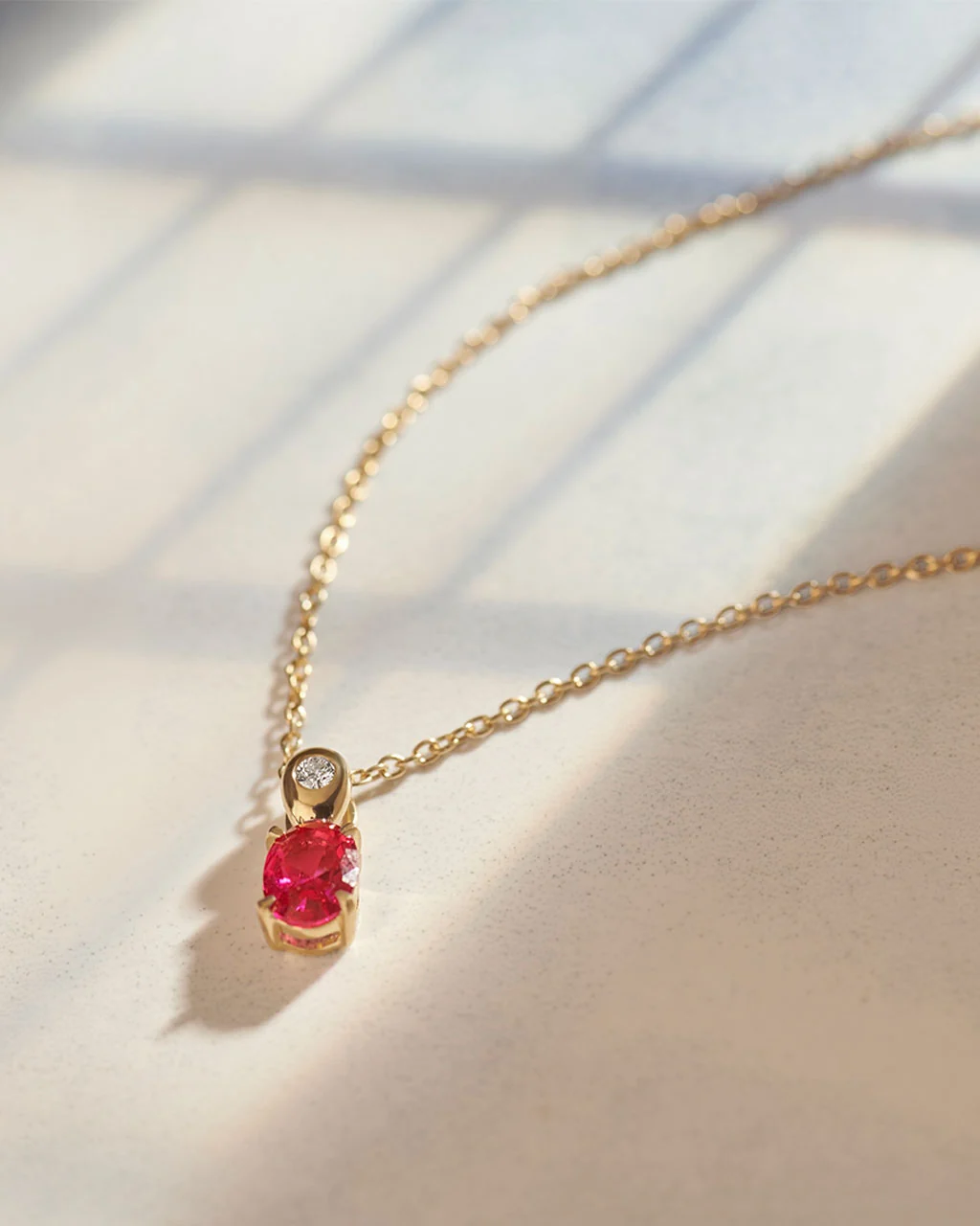 Created Ruby Diamond Necklace - Image 6