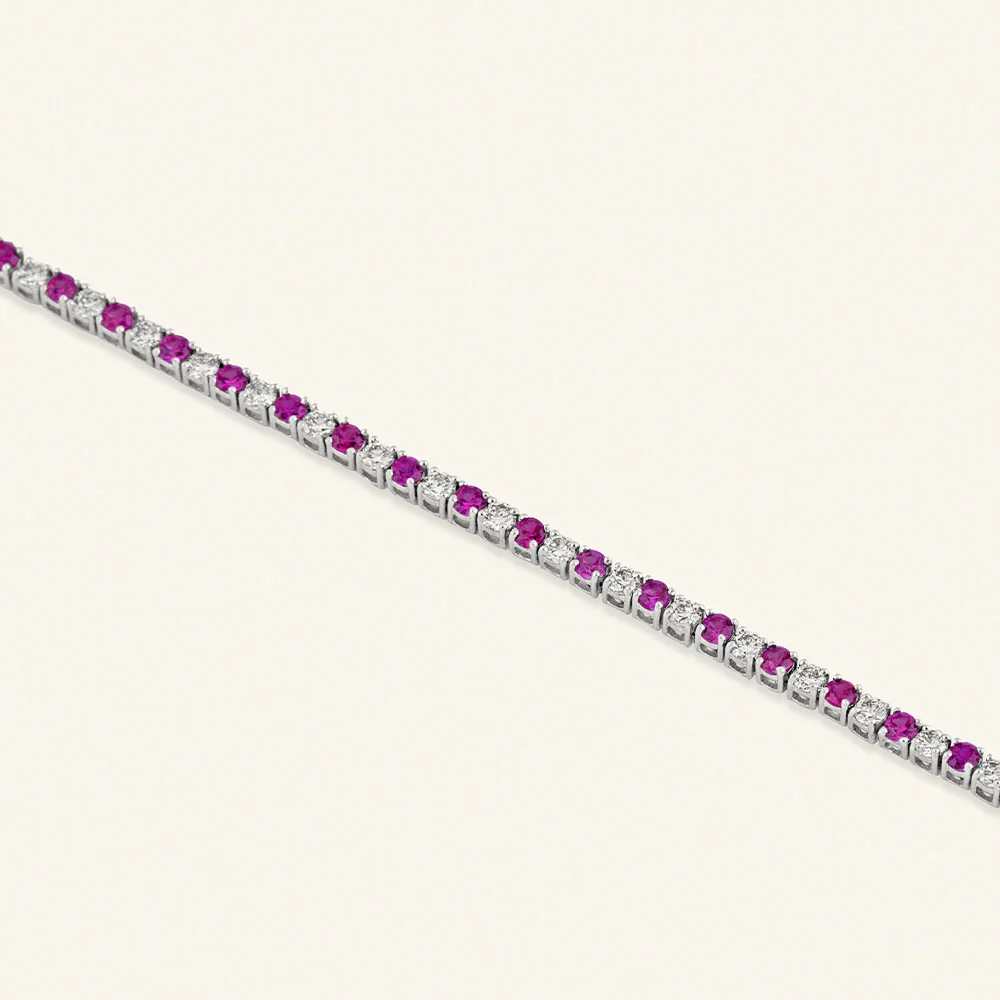 Created Ruby Diamond Tennis Bracelet - Image 3
