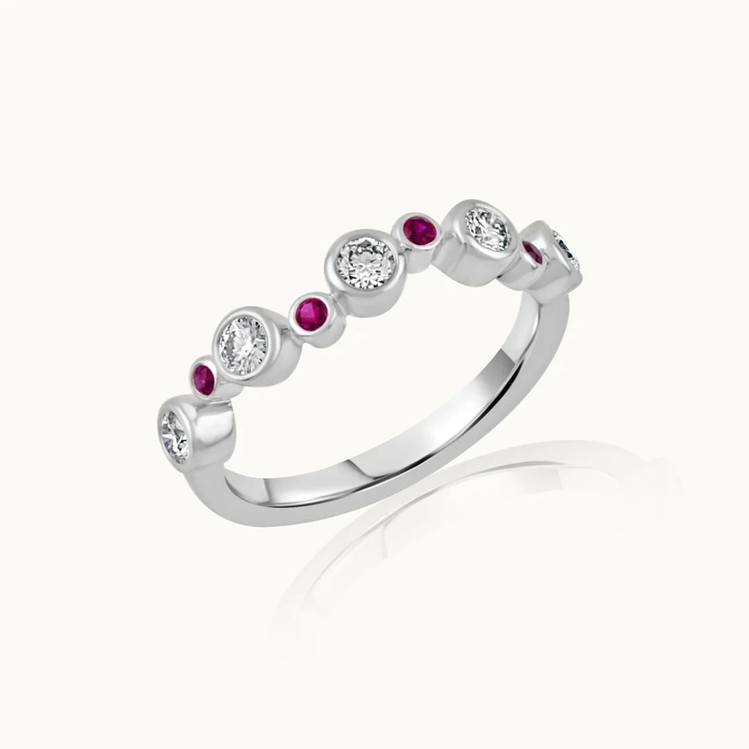Created Ruby Scattered Diamond Band - Image 3