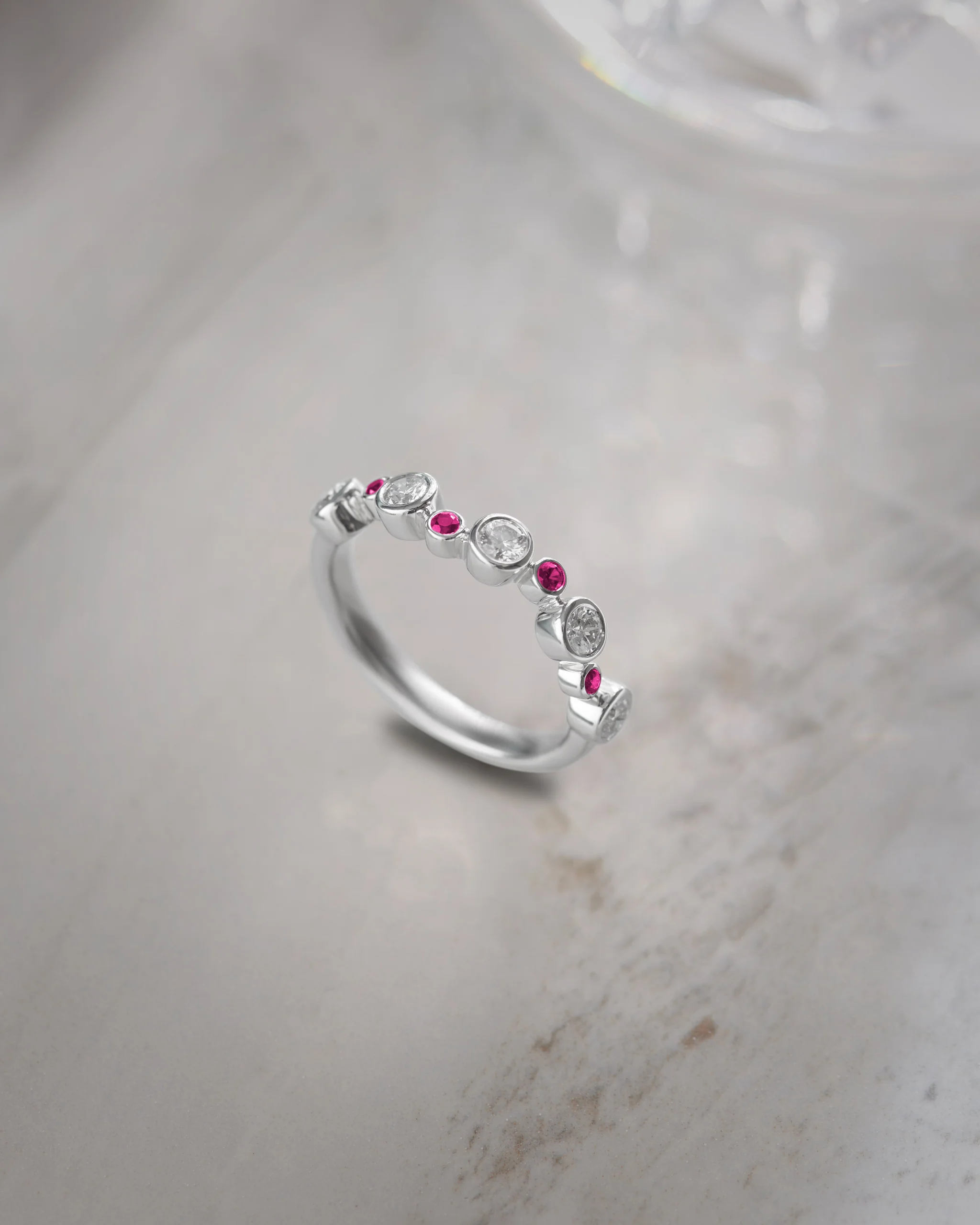 Created Ruby Scattered Diamond Band - Image 6