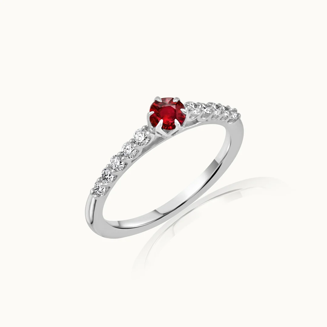 Created Ruby Sleek Diamond Ring - Image 3
