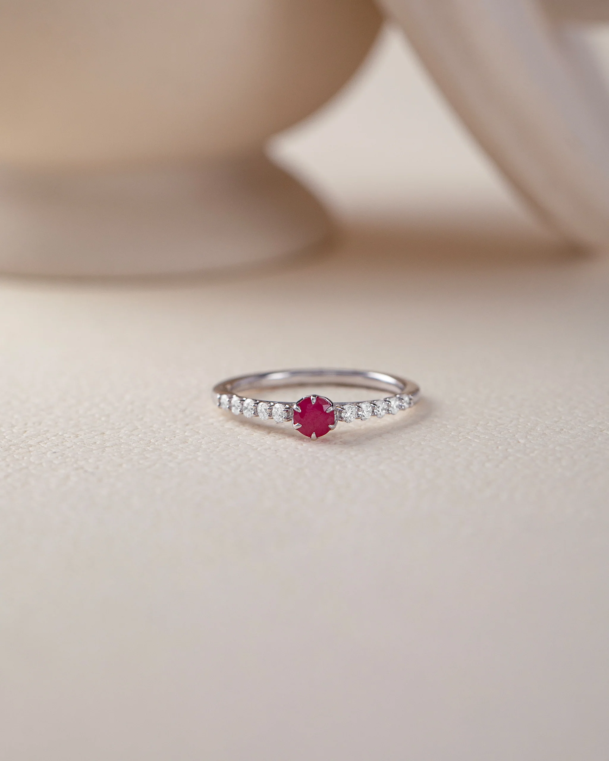 Created Ruby Sleek Diamond Ring - Image 5