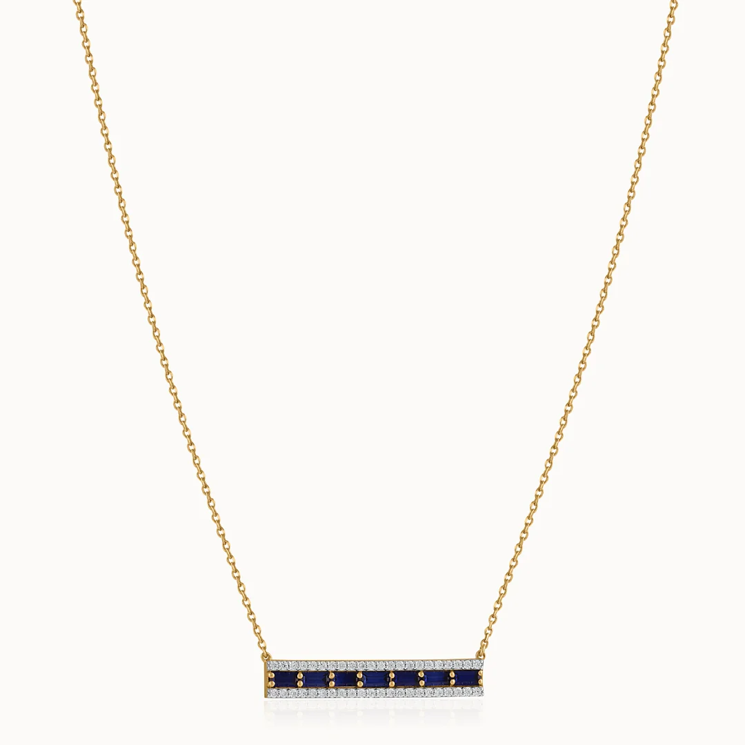 Created Sapphire Bar Necklace - Image 3