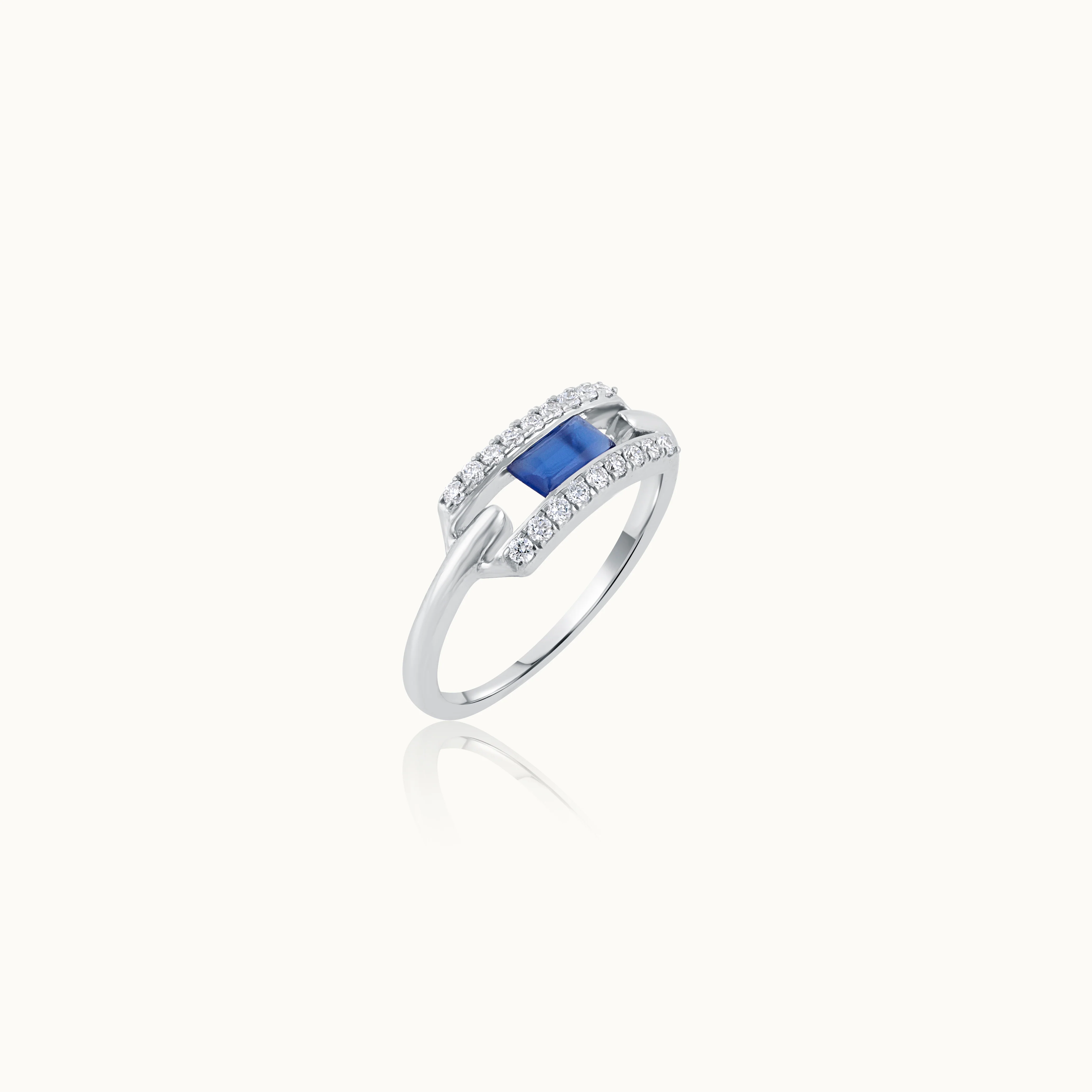 Created Sapphire Paperclip Ring - Image 3