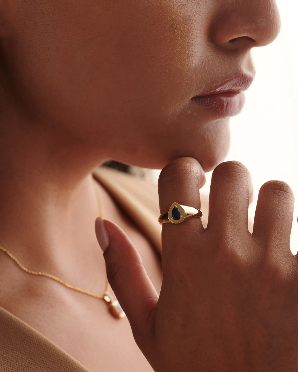Created Sapphire Signet Ring - Image 2