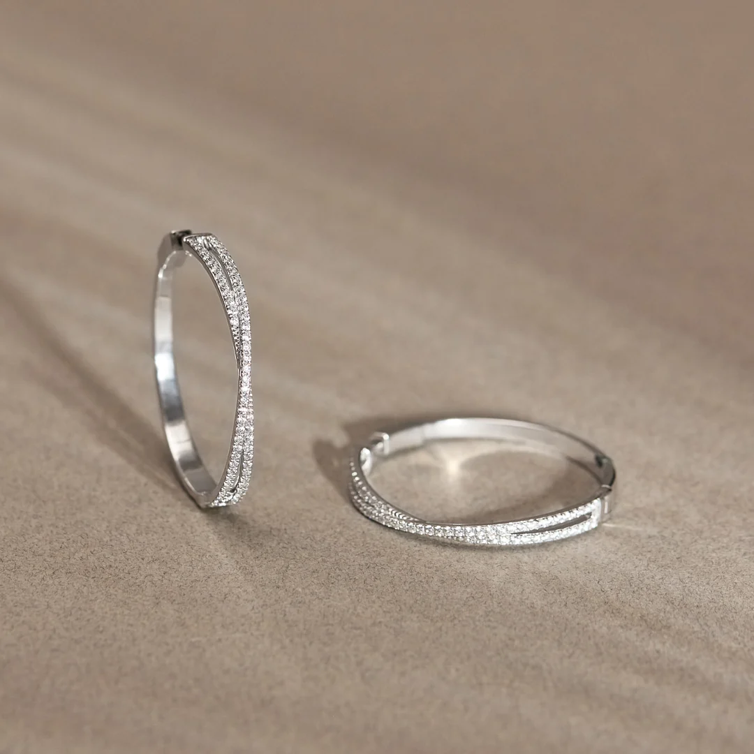 Crossover Diamond Large Hoops