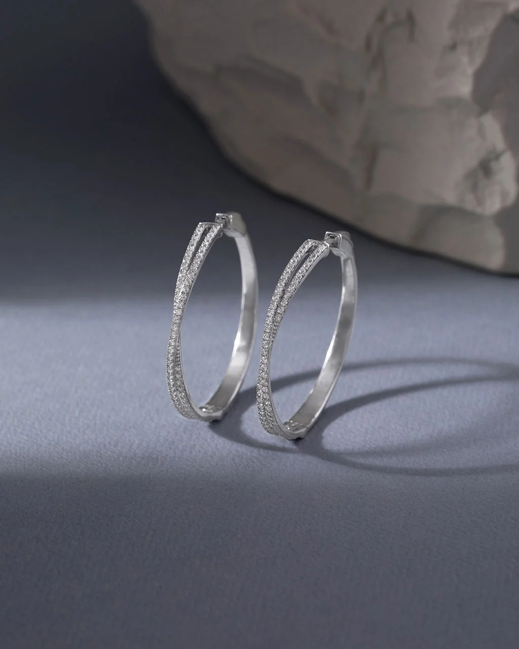 Crossover Diamond Large Hoops - Image 4