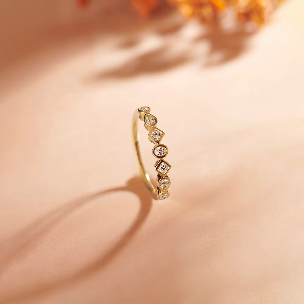Dainty Geometric Stackable Diamond Band