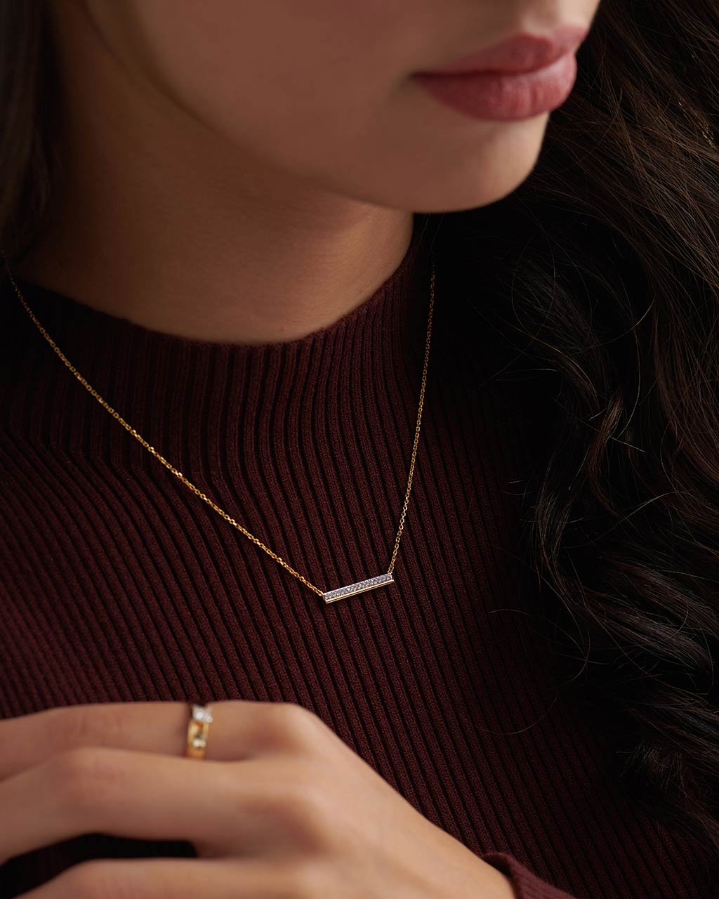Diamond Bar Necklace - Image 2