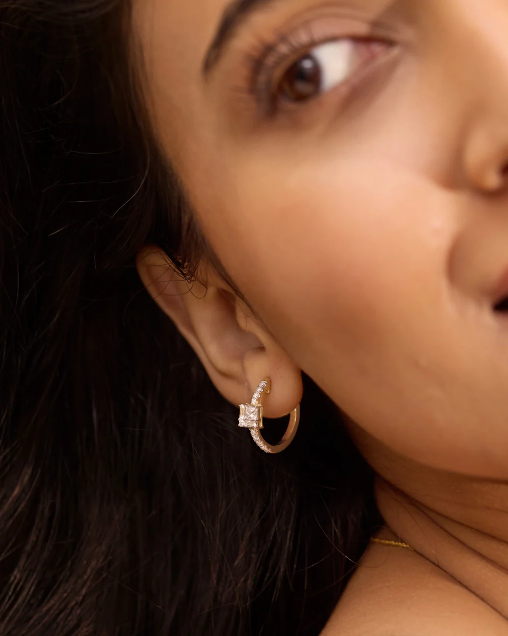 Diamond Dew Cluster Hoops - Image 2