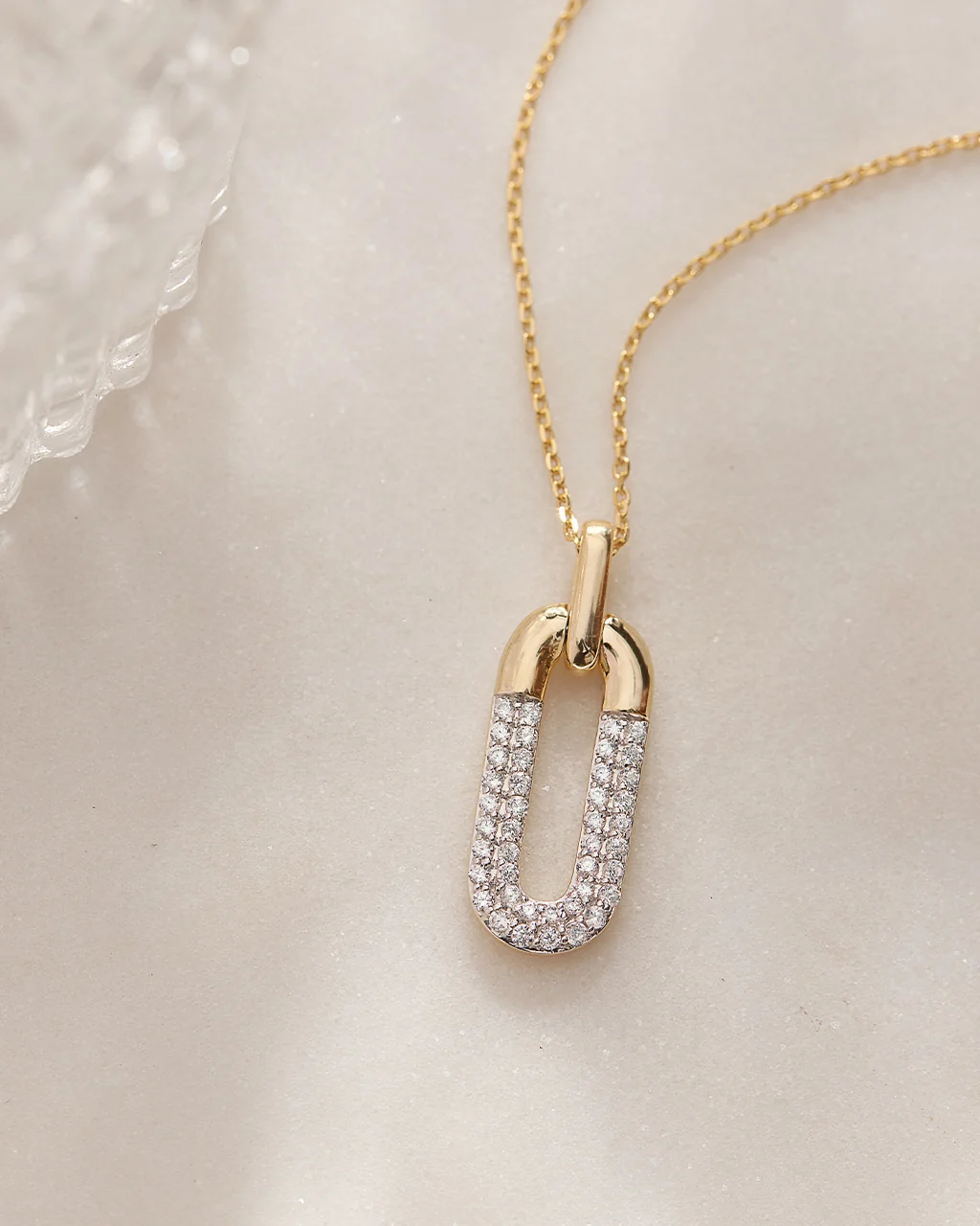 Diamond Dipped Paperclip Drop Necklace - Image 6