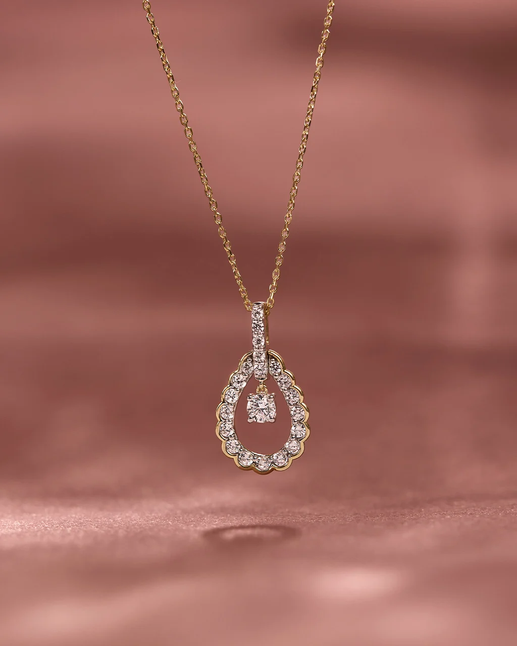 Diamond Halo Drop Necklace - Image 4