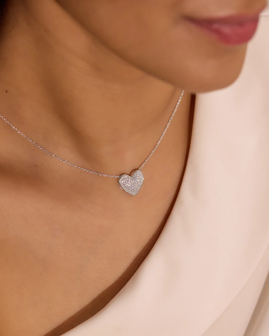 Diamond Studded Heart Necklace - Image 2