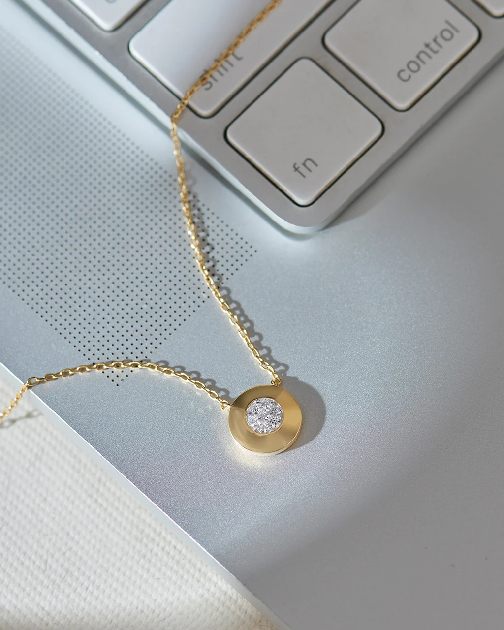 Disc Cluster Diamond Necklace - Image 5