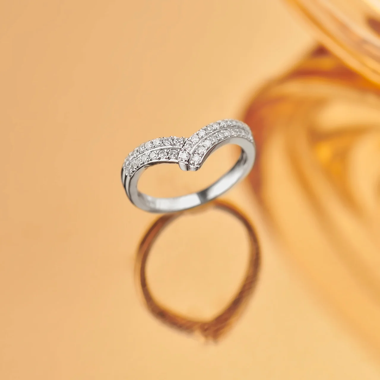 Double Row Chevron Diamond Band