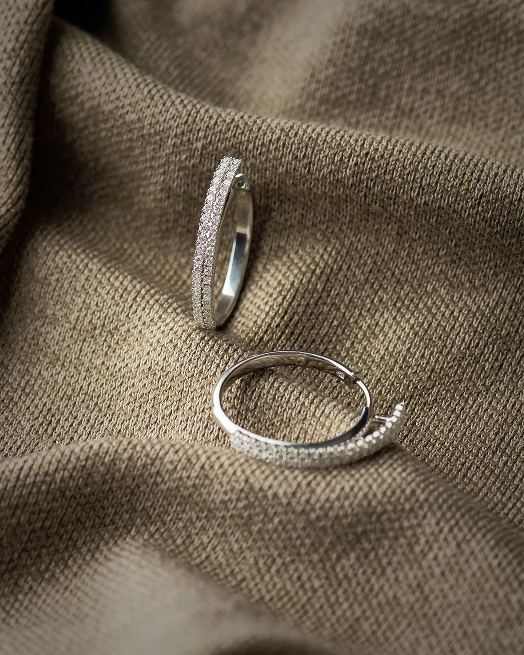 Double Row Diamond Hoop Earrings - Image 4