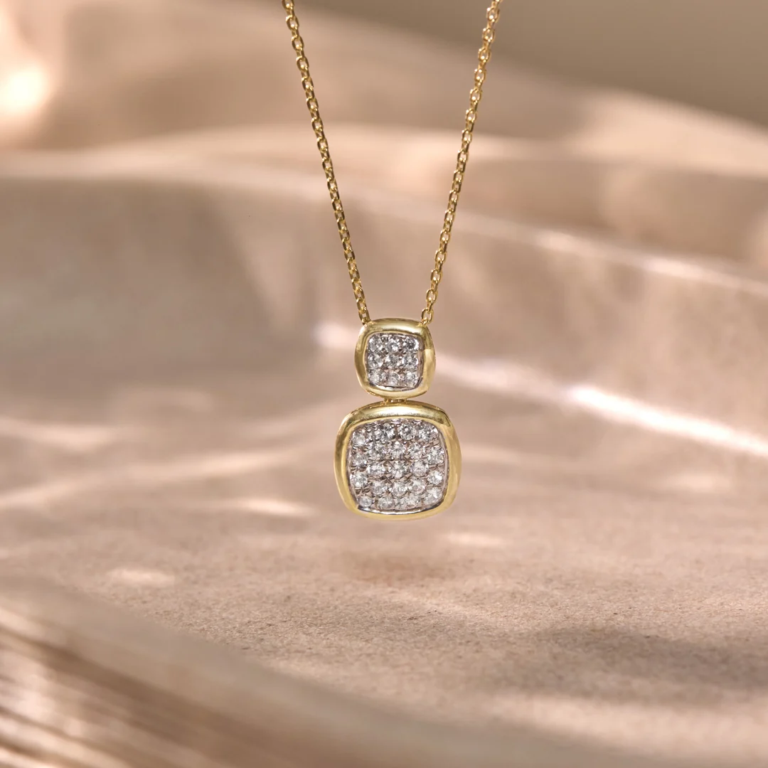 Duo Cushion Diamond Necklace
