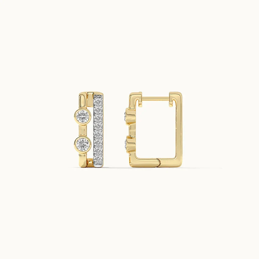 Duo Rectangle Diamond Hoops - Image 4